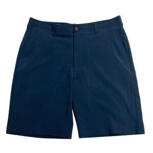 Ben Hogan Performance Sz 34 Navy Blue Stretch Golf Shorts Mens Chino Flat Front